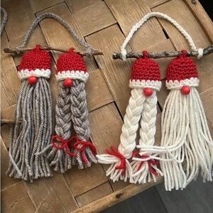 Christmas Handmade Red and Cream Braided Tassel Decor